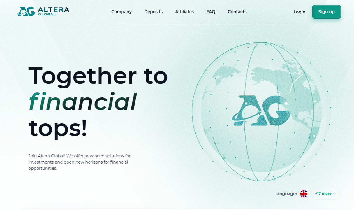 Homepage of Altera Global