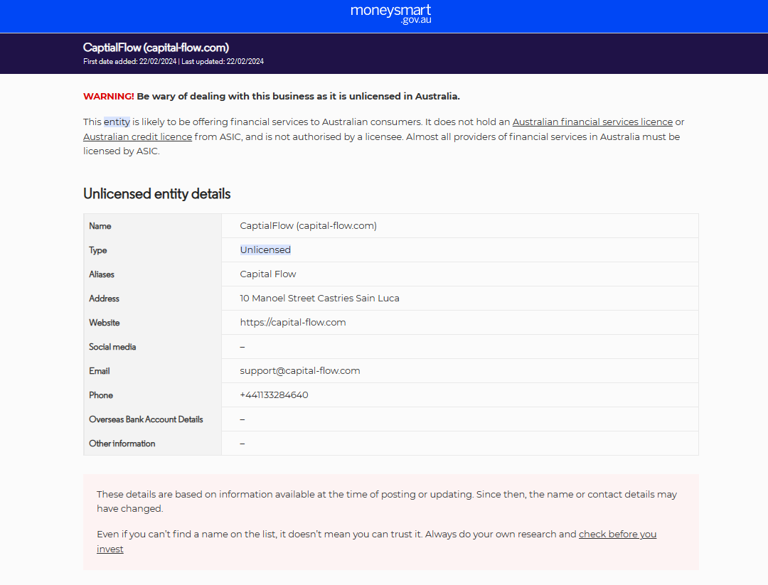 Capital Flow warning