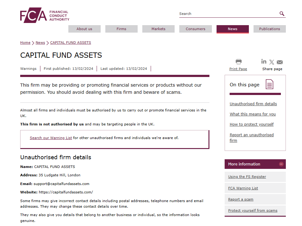 Capital Fund Assets-warning