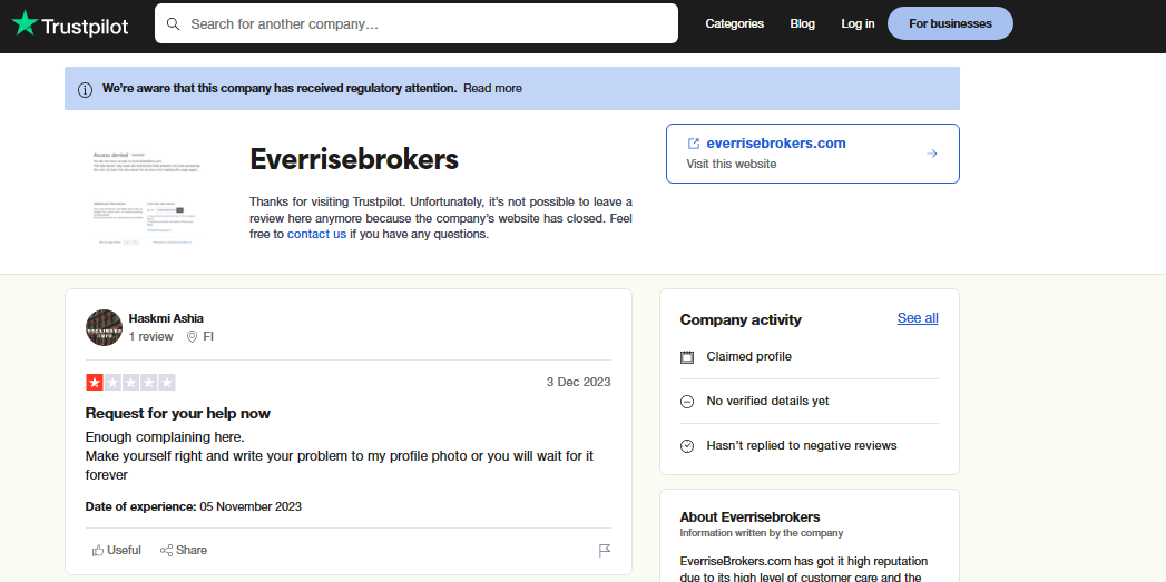 Everrisebrokers reviews on Trustpilot