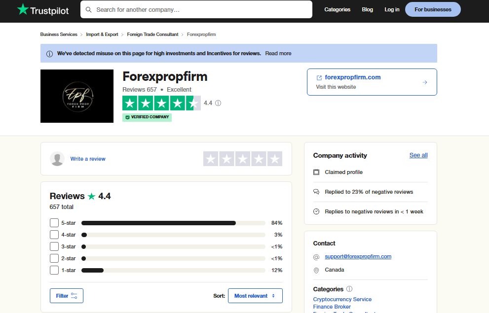 ForexPrompFirm review on trustpilot