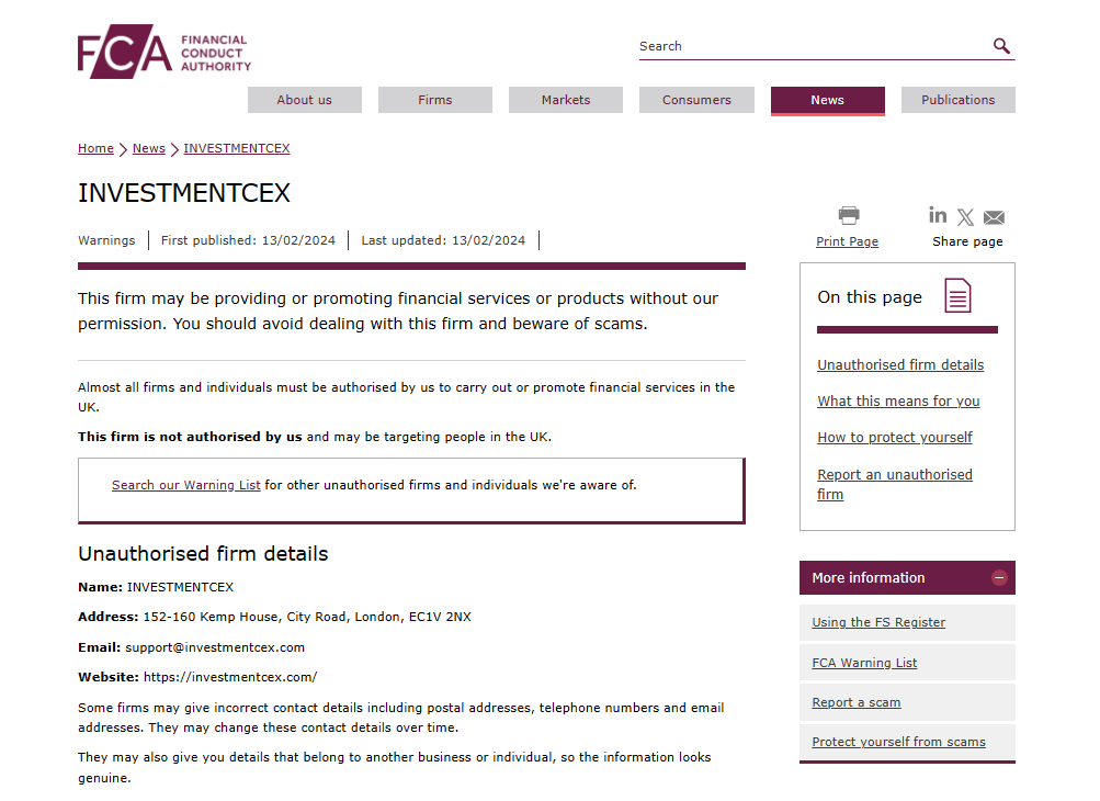 Investmentcex-warning