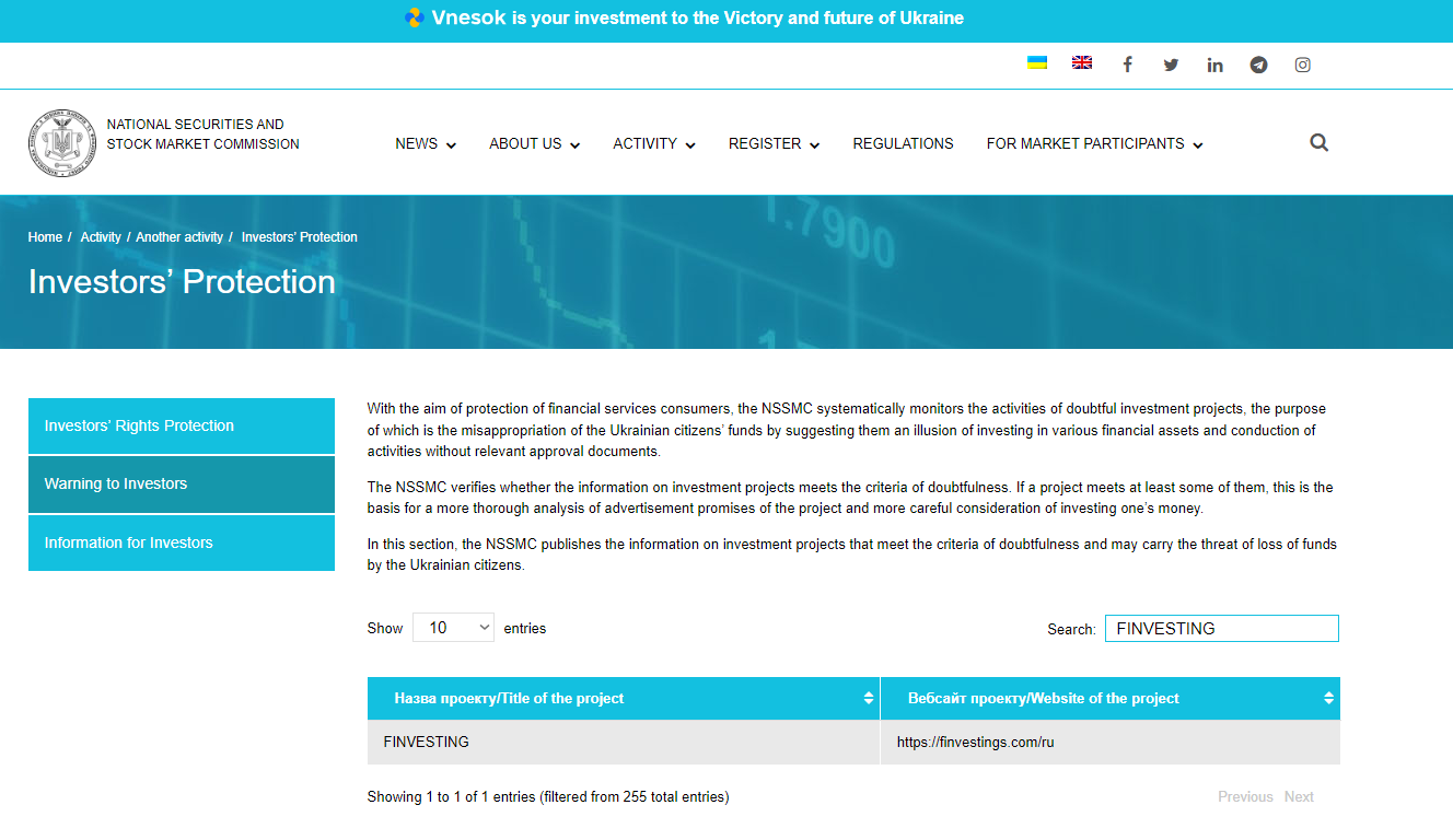 Finvesting-nssmc-warning