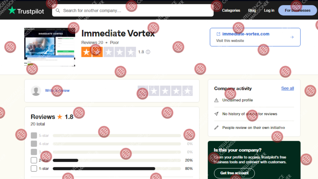 Immediate Vortex reviews on Trustpilot