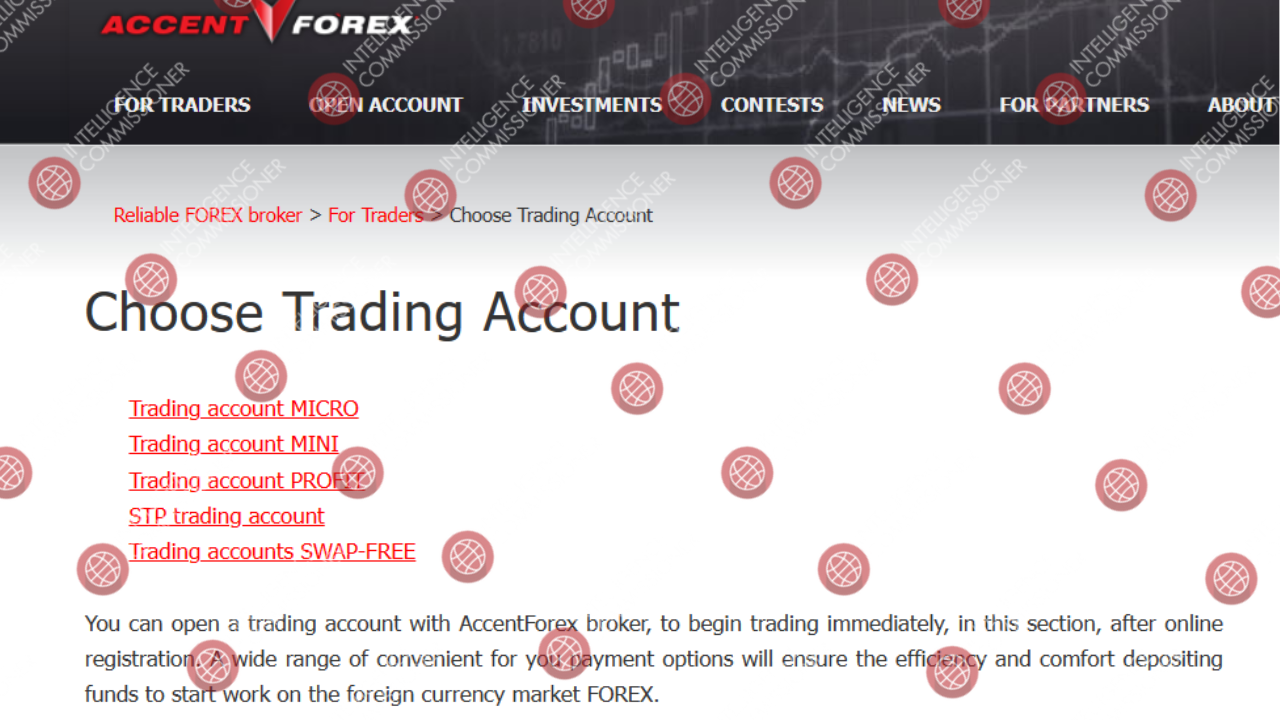 AccentForex types of Account