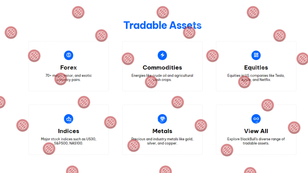 BlackBull Markets different tradable  assets