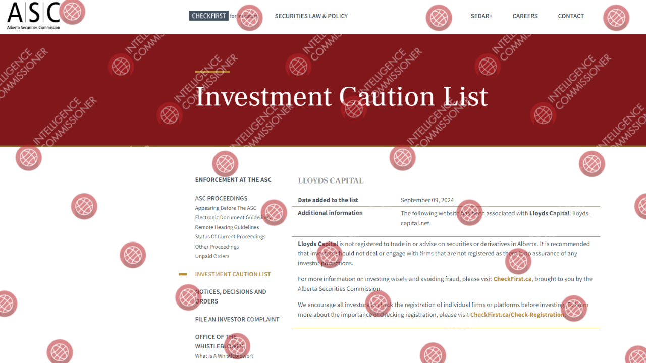 Lloyds Capital warning on ASIC