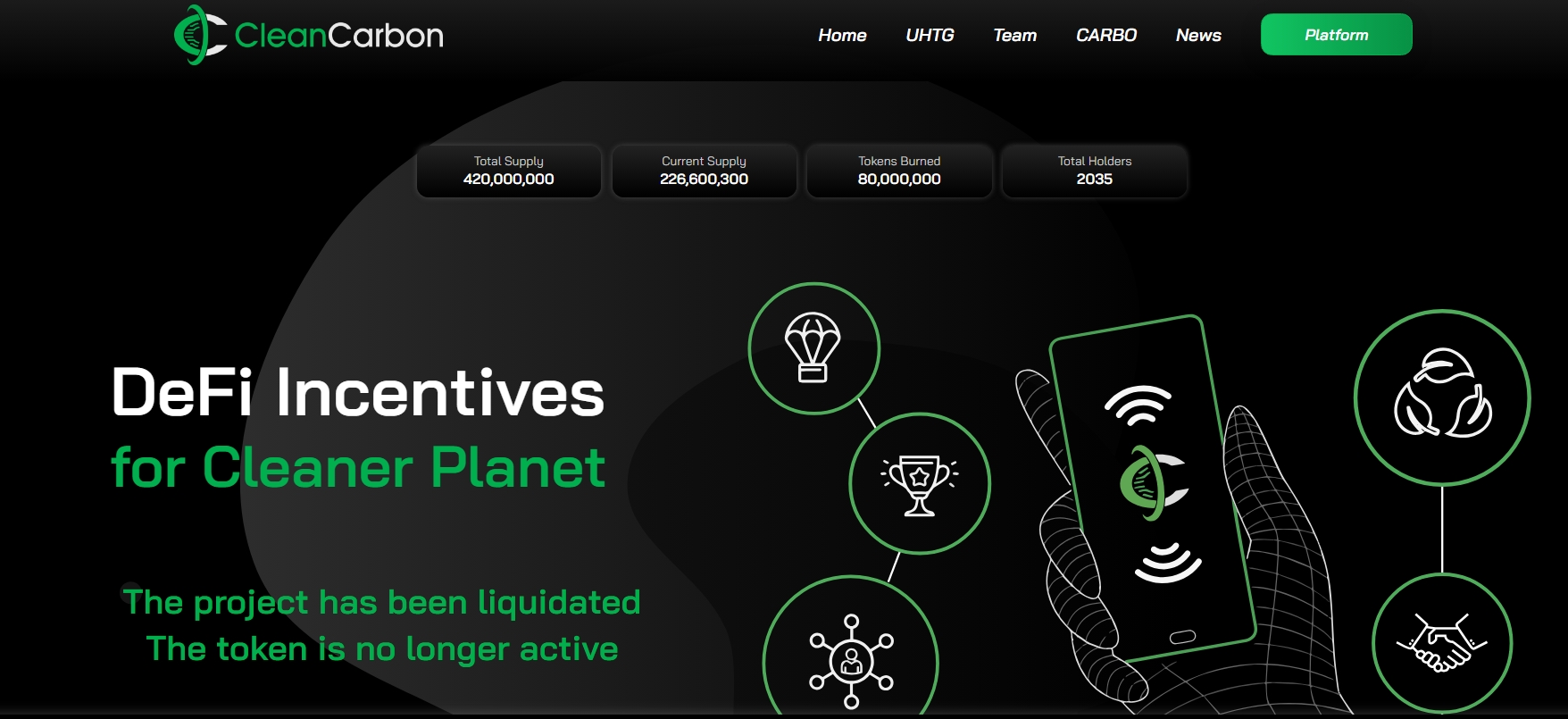 Cleancarbon.io Homepage