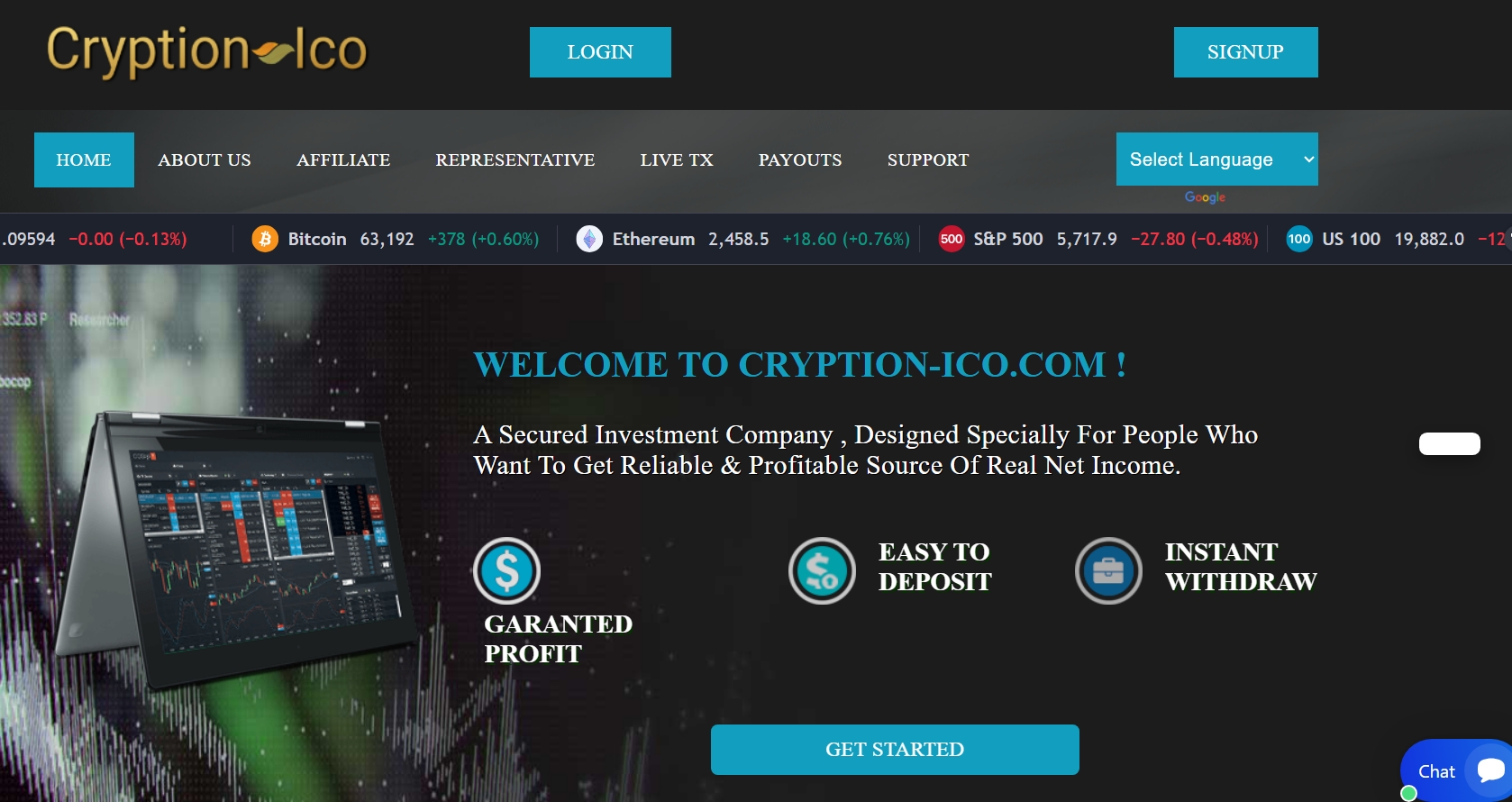 Cryption-ico.com homepage